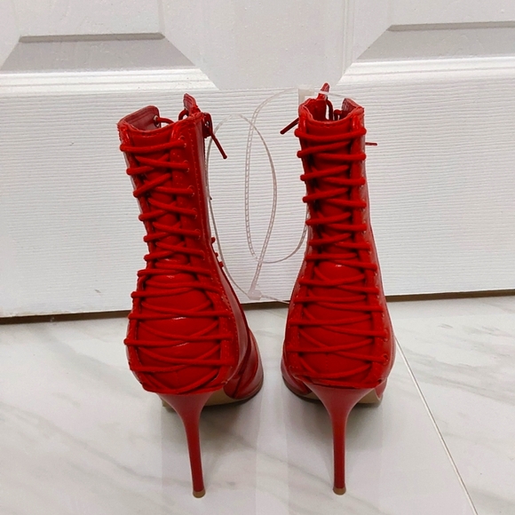 Steve Madden Allnight Leather Laced Stiletto Heel Booties - Picture 2 of 7